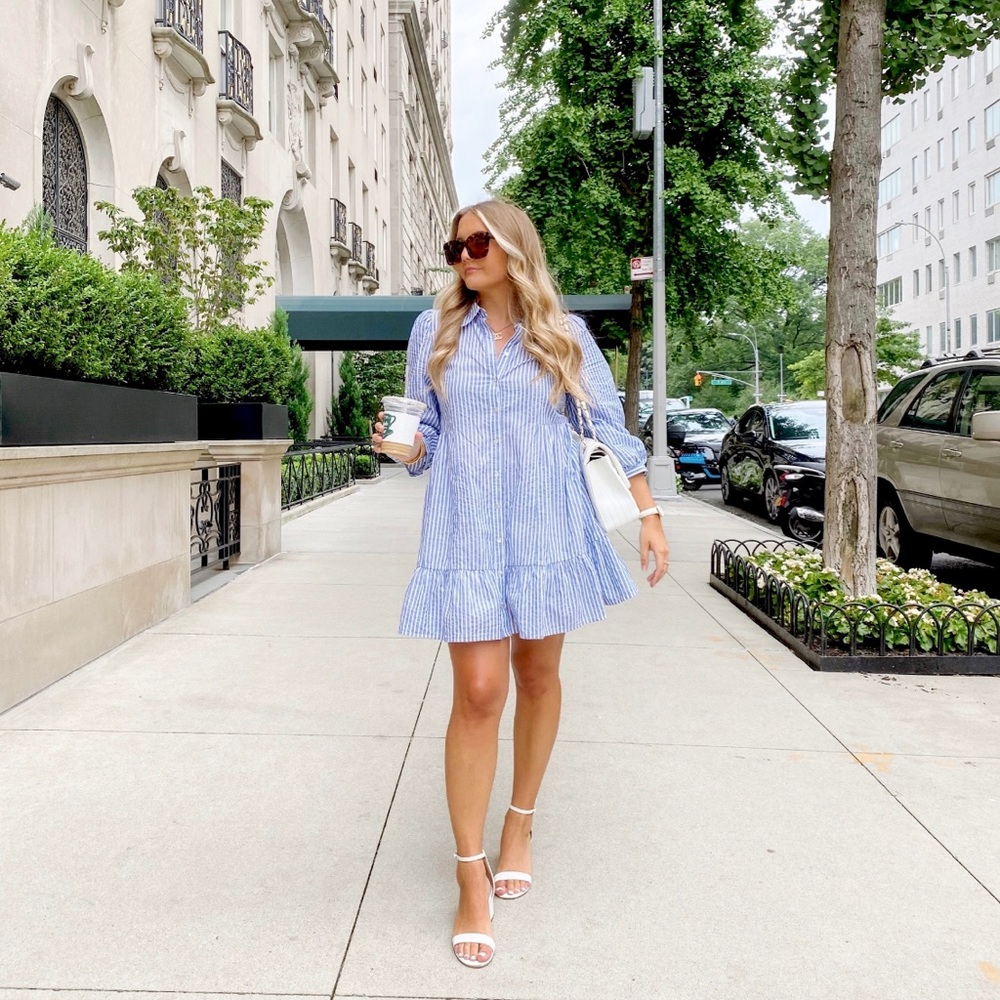 Zara Buttoned Seersucker Dress